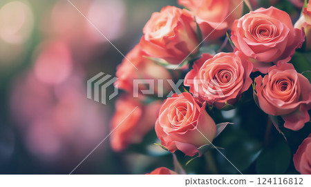Pink flower background material (Generative AI) 124116812