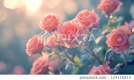 粉紅色花朵背景素材（生成式 AI） 124116813