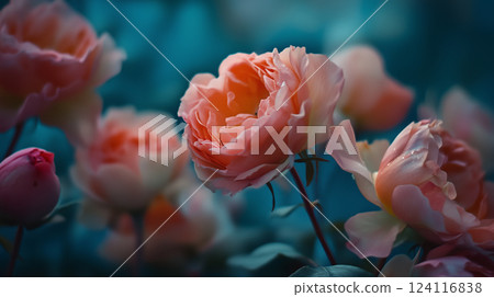 Pink flower background material (Generative AI) 124116838