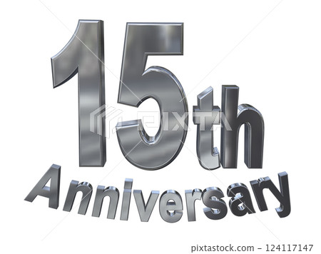 3DCG 文字“15 週年/15 週年紀念標誌閃耀” 124117147