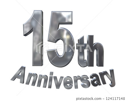 3DCG 文字“15 週年/15 週年紀念標誌閃耀” 124117148