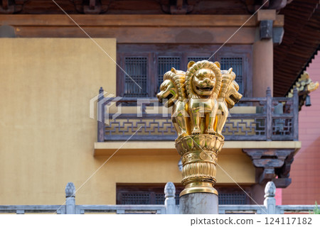The Golden Lion Sculpture is a stunning highlight of Traditional Architecture that captivates The Golden Lion Sculpture is a stunning highlight of Traditional Architecture that captivates 124117182