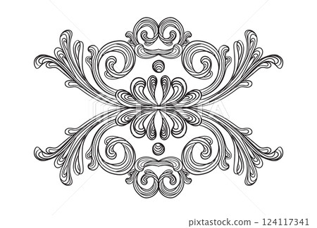 Engraved ornate baroque design element vector illustration 124117341