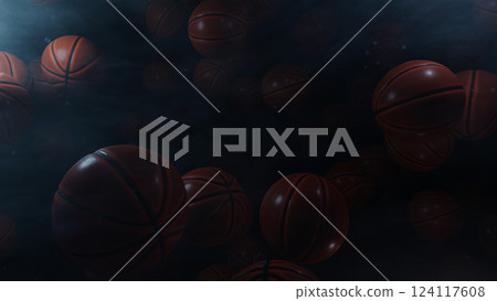 Flying Basketball In Night Light, 3D illustration Background for advertising and wallpaper in sports and Basketball scene. 3D rendering in decorative concept. Flying Basketball In Night Light, 3D illustration Background for advertising and wallpaper in sports and Basketball scene. 3D rendering in decorative concept. 124117608