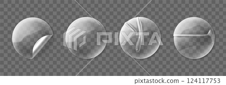 Round transparent plastic stickers set. 124117753