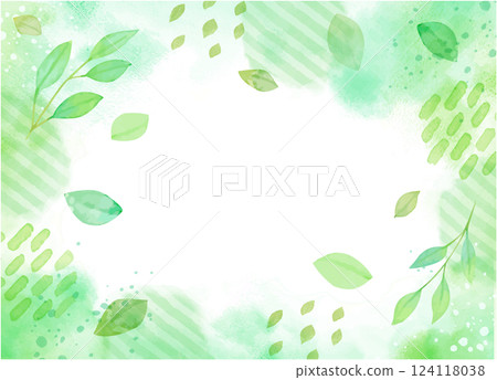 Watercolor hand drawn fresh green simple frame background Watercolor hand drawn fresh green simple frame background 124118038