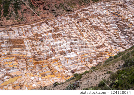 Salt terraces at Salinas de Maras in the Sacred Valley, Peru Salt terraces at Salinas de Maras in the Sacred Valley, Peru 124118084