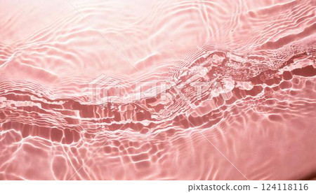 清澈的粉紅色水泡散開的美麗背景，表達出乳液和美容精華的水分 124118116