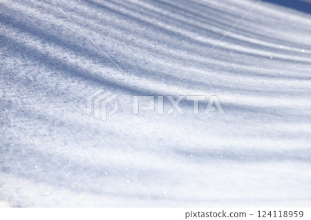 Winter in Hokkaido: Tree shadows reflected in the snow 124118959
