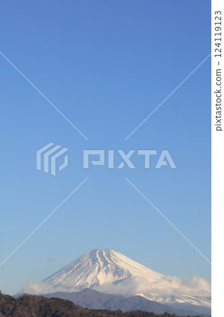 Mount Fuji on a winter morning as seen from Nagaoka Onsen in Izu 124119123