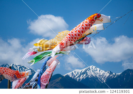 [初夏材料]鯉魚旗在天空中游泳[長野] 124119301