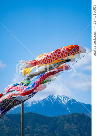 [初夏材料]鯉魚旗在天空中游泳[長野] 124119303