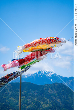 [初夏材料]鯉魚旗在天空中游泳[長野] 124119305