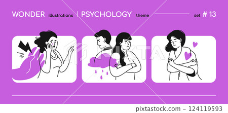 Psychological problems and support - line design style illustration 124119593