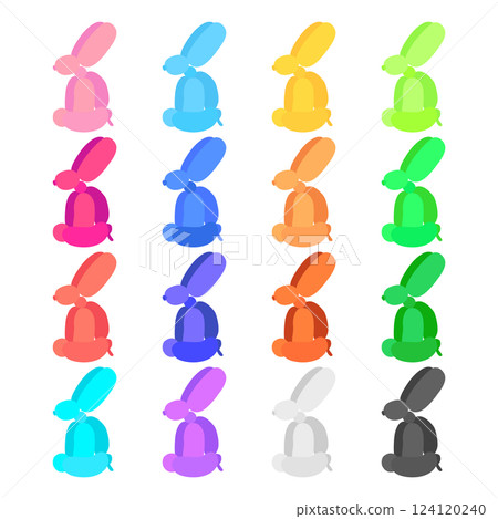 Colorful balloon art illustration set Rabbit Colorful balloon art illustration set Rabbit 124120240
