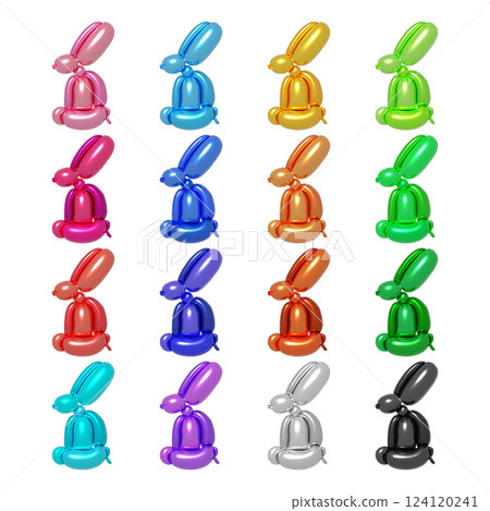 Colorful and realistic 3D balloon art illustration set: Rabbit Colorful and realistic 3D balloon art illustration set: Rabbit 124120241