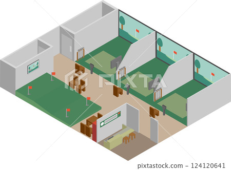 Isometric indoor golf image material 124120641