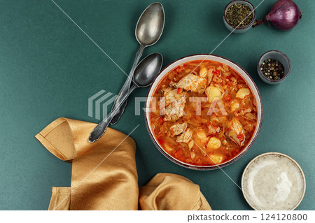 Traditional borscht soup. 124120800