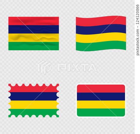 Mauritius national flag in four different styles. 124120866