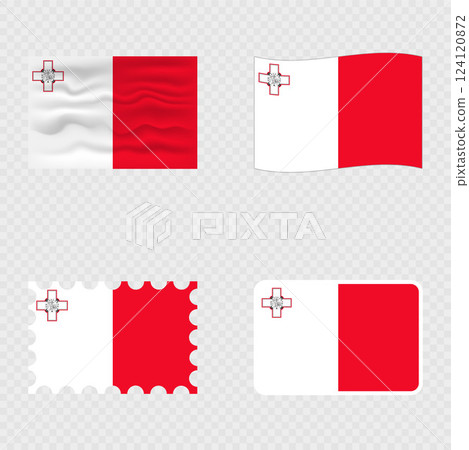 Malta national flag in four different styles. Malta national flag in four different styles. 124120872