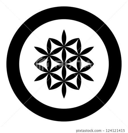 Flower of life Sacred geometry icon in circle round black color vector illustration image solid outline style 124121415