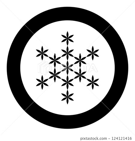 Flower of life Sacred geometry icon in circle round black color vector illustration image solid outline style 124121416