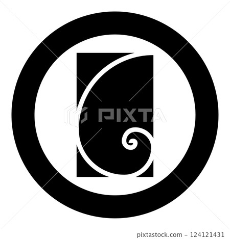 Golden ratio section Sacred geometry symbol ration proportions icon in circle round black color vector illustration image solid outline style 124121431