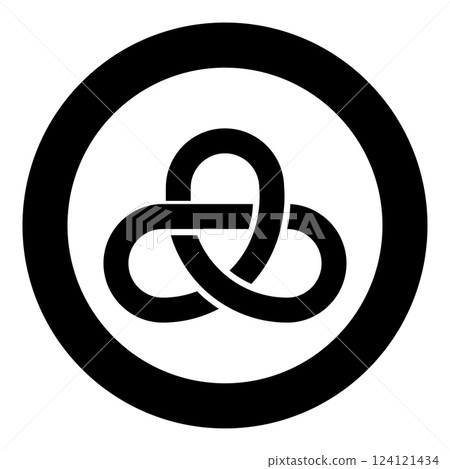 Gordian knot Sacred geometry symbol icon in circle round black color vector illustration image solid outline style 124121434