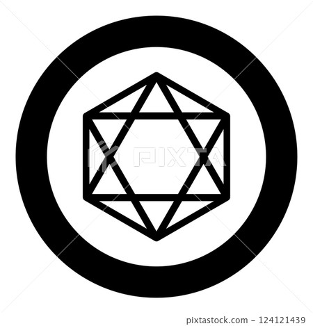 Octagedron icosahedron sacred geometry symbol icon in circle round black color vector illustration image solid outline style 124121439