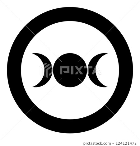 Simbol triple goddess religious sign moon phases wiccan icon in circle round black color vector illustration image solid outline style Simbol triple goddess religious sign moon phases wiccan icon in circle round black color vector illustration image solid outline style 124121472