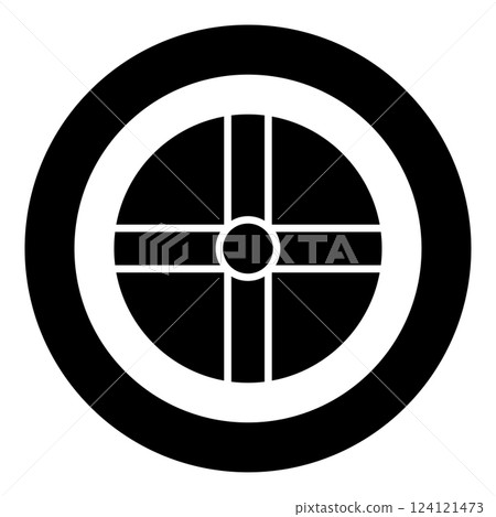 Sun's cross Solar cult Southeast ceremonial complex symbol ball icon in circle round black color vector illustration image solid outline style 124121473