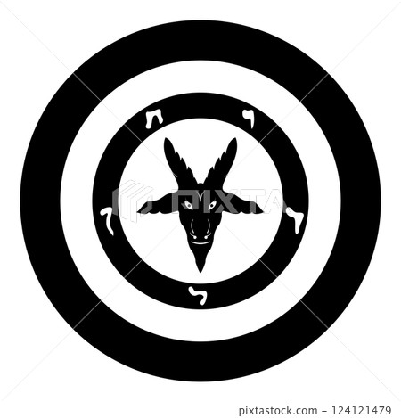 Symbol Satanism of Lavaeus Sigil of Baphomet sign icon in circle round black color vector illustration image solid outline style Symbol Satanism of Lavaeus Sigil of Baphomet sign icon in circle round black color vector illustration image solid outline style 124121479