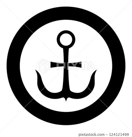 Cross anchor Crusher-Yagir icon in circle round black color vector illustration image solid outline style 124121499