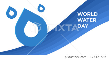 World water blue day logo design template isolated on white background. International water day logo concept vector illustration with text and water drop background. 124121594