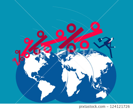 Vector the interest symbols Fall like Dominoes on the person on the other side of the World 124121726