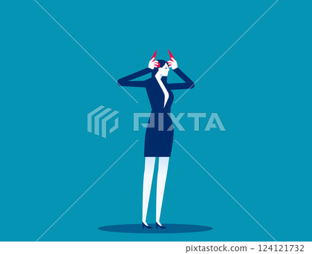 Vector Investor Businesswoman Disguised as a Bull with Horns on his Head 124121732
