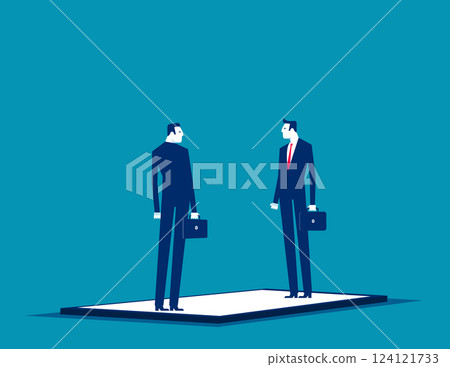 Two Politicians Facing Each Other on the Screen of the Giant Smartphone 124121733
