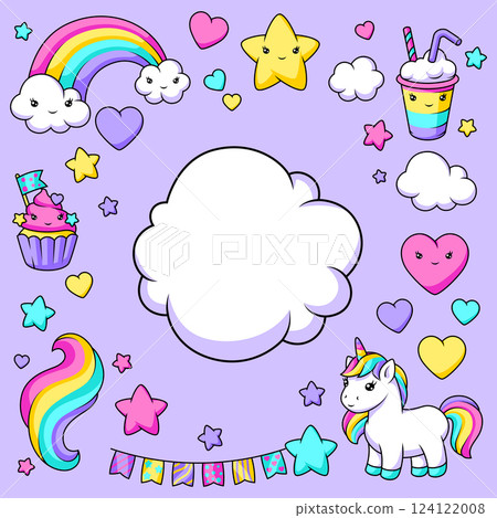 Background with unicorn. Happy birthday party invitation. Background with unicorn. Happy birthday party invitation. 124122008