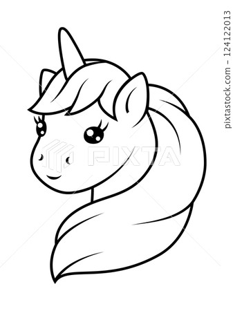 Illustration of unicorn. Happy birthday party item. 124122013