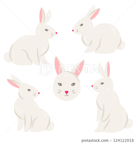 Set of cute Easter bunnies. 124122018
