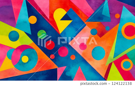 Bright abstract background with multicolor shapes, colorful watercolor pattern 124122138