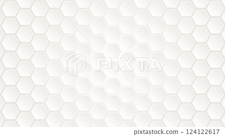 Hexagonal honeycomb background illustration, geometric pattern, white and gray, abstract modern 124122617