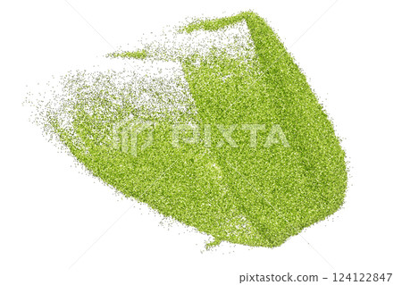 Green glitter powder isolated on transparent background Green glitter powder isolated on transparent background 124122847