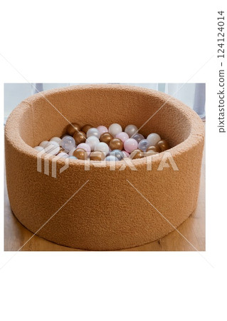 Soft Round Ball Pit Filled with Multicolored Plastic Balls on Transparent Background Soft Round Ball Pit Filled with Multicolored Plastic Balls on Transparent Background 124124014