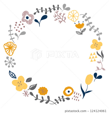 Cute hand-drawn floral frame 124124061