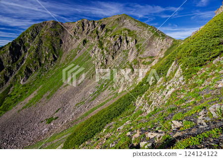 從小赤石山的馬鞍望去,可以看到南阿爾卑斯山的赤石山頂 從小赤石山的馬鞍望去,可以看到南阿爾卑斯山的赤石山頂 124124122