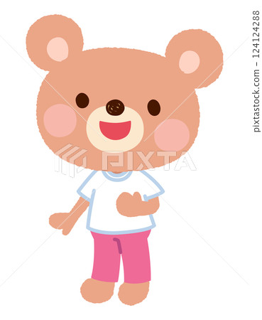 Cute bear character girl sportswear staff 124124288