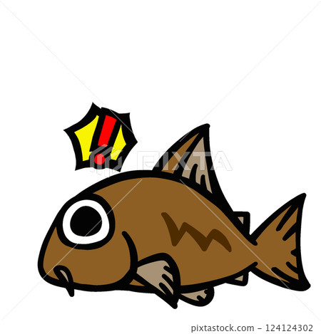 Illustration of a surprised tropical fish, Corydoras 124124302