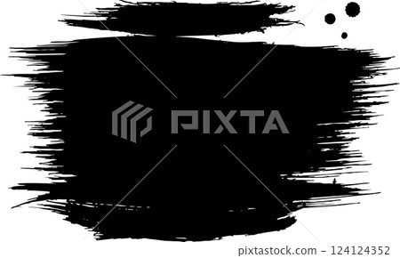 Thick Hand Drawn Brush Grunge Wave Stroke Texture with Drops 124124352