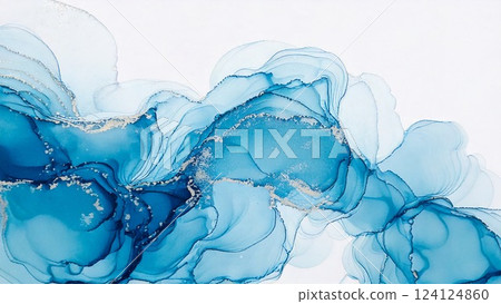 Luxurious, thin and light alcohol ink art Light blue Marble pattern With margins Background material Luxurious, thin and light alcohol ink art Light blue Marble pattern With margins Background material 124124860